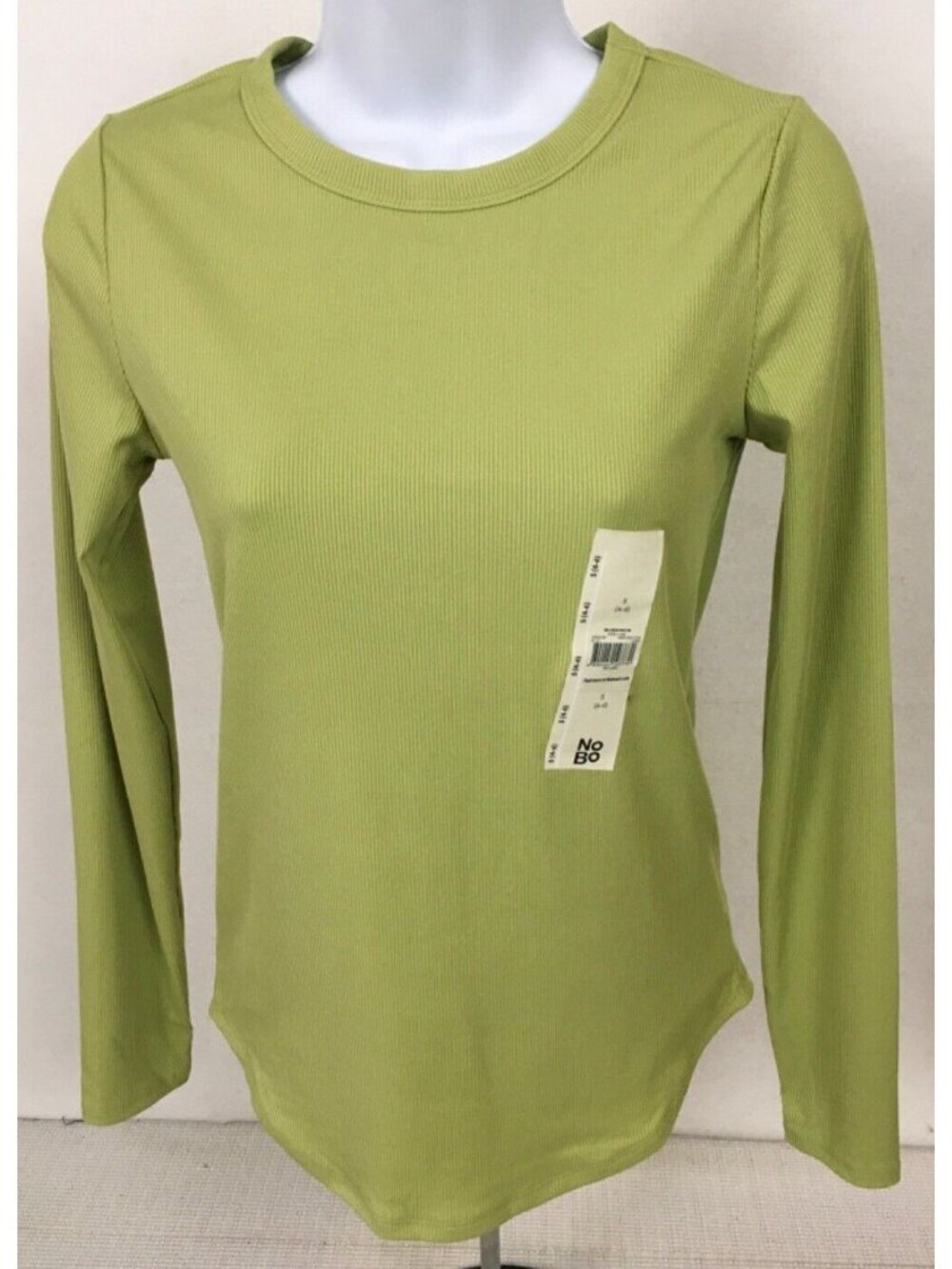 No Boundaries Womens Top Size S 4 6 Crib Rib Tee Barley Lime Long Sleeves New